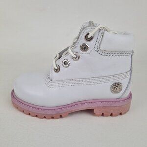 Timberland 6In Classic TODDLER Casual Boots Outdoors White Leather